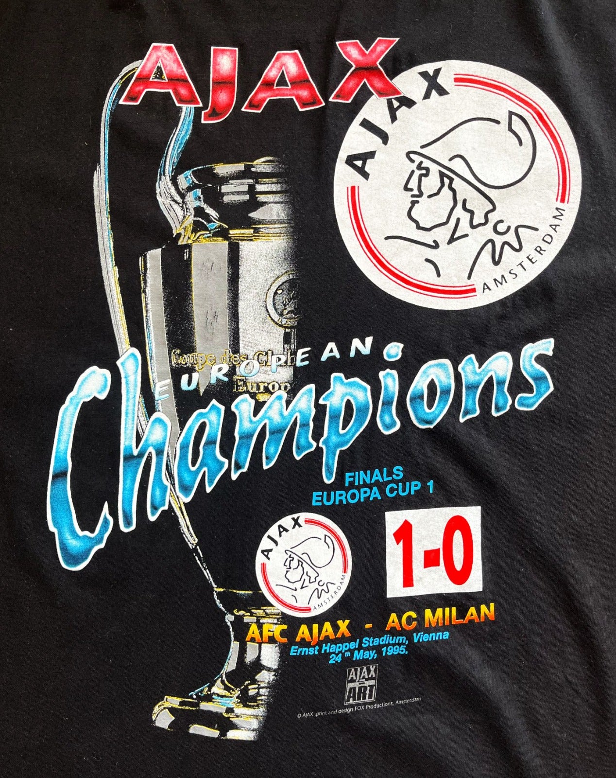 AJAX 1995 CHAMPIONS LEAGUE T-SHIRT XL